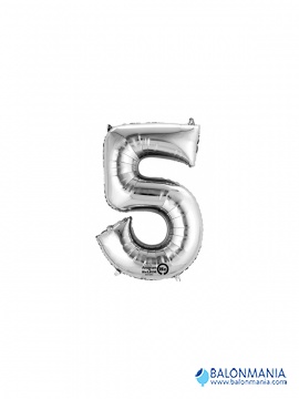 Balon 5 srebrni številka mini
