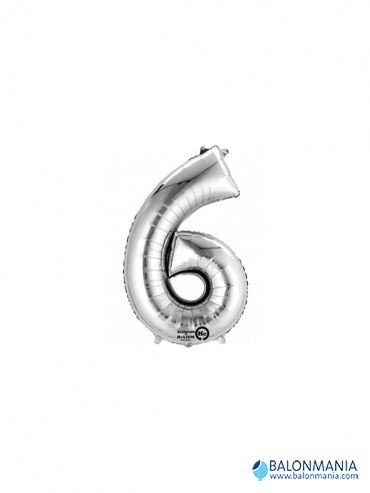 Balon 6 srebrni številka mini