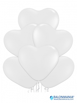 Baloni Beli srčki, 40 cm (6 kom)