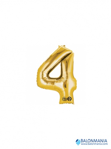 Balon 4 zlat številka mini