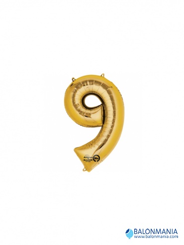 Balon 9 zlat številka mini